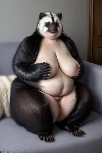 an overweight badger sitting on the couch