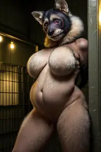 a very large pregnant woman-animal show big tits and sexy fur body
