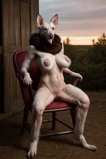 a naked sexy furry dog posing