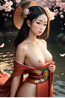 3d japanese asian woman with big tits and long hair